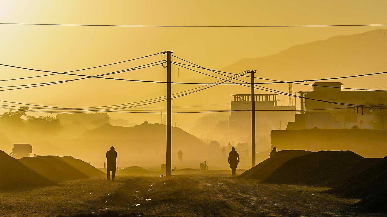 Gelbliches Morgenlicht in Kabul, Afghanistan