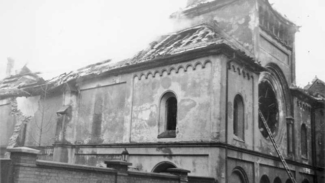 Zerstörte Synagoge in München 1938