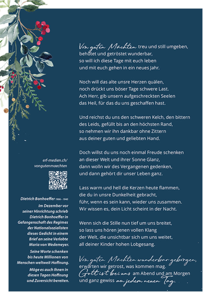 Dietrich Bonhoeffer Gedicht Von guten Mächten - Weihnachten 2024