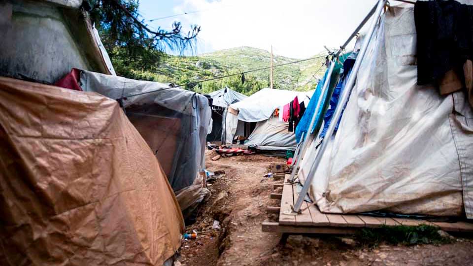 Zelte im Flüchtlingslager von Samos