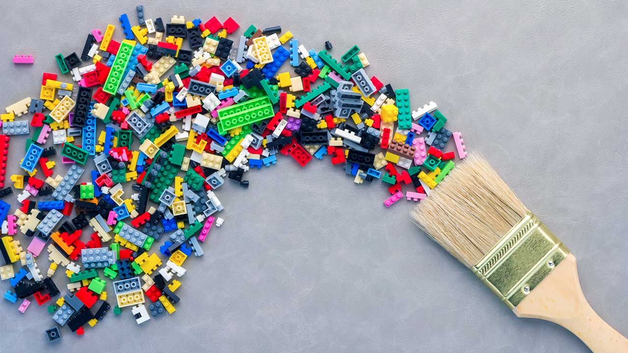Legosteine als Farbschweif: Kreativität