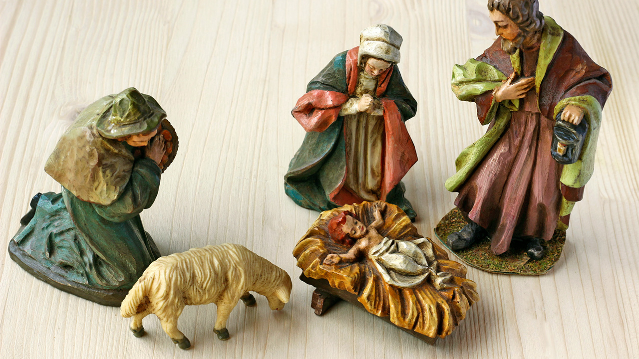 Hirte und Schaf bei Jesus und seiner Familie