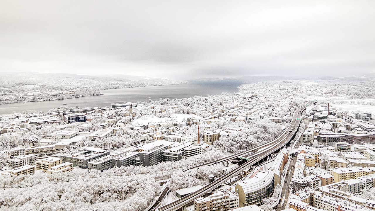 verschneites Zürich im Januar 2021