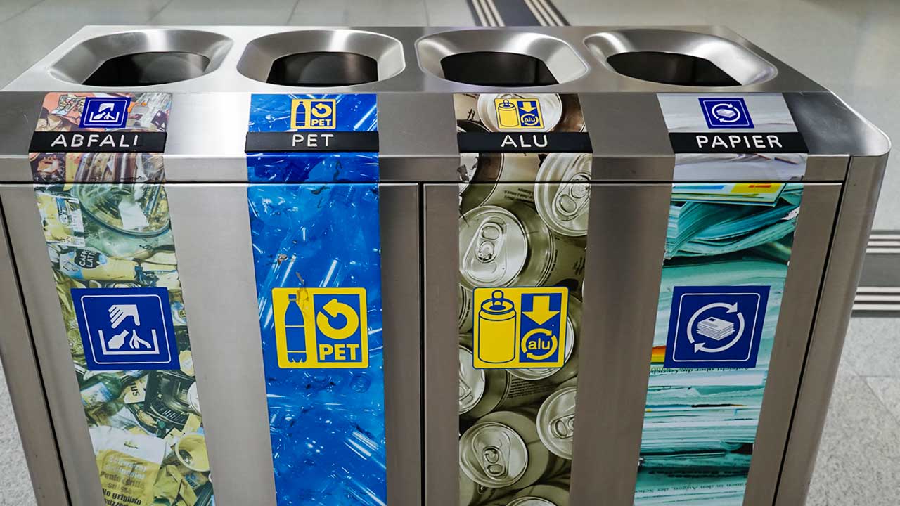 Behälter für Mülltrennung im Hauptbahnhof Zürich