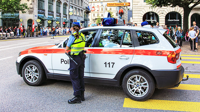 Polizei in der Innenstadt von Zürich